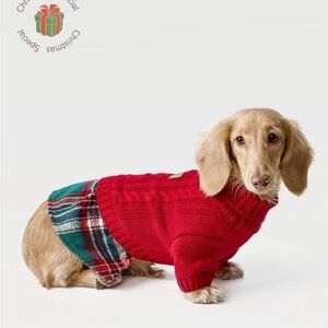 Riikyu Christmas Plaid Sweater Dress for Small Dog